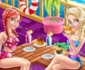 Elsa and Anna Yacht Pool Party