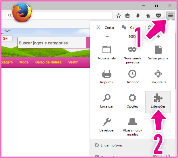 Ativar o Flash Player no Firefox Passo 1